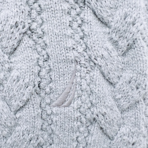 Cable Knit Fisherman Sweater Size 2XL Cotton Grandpa Sweater Normcore Mock Neck - Picture 7 of 12